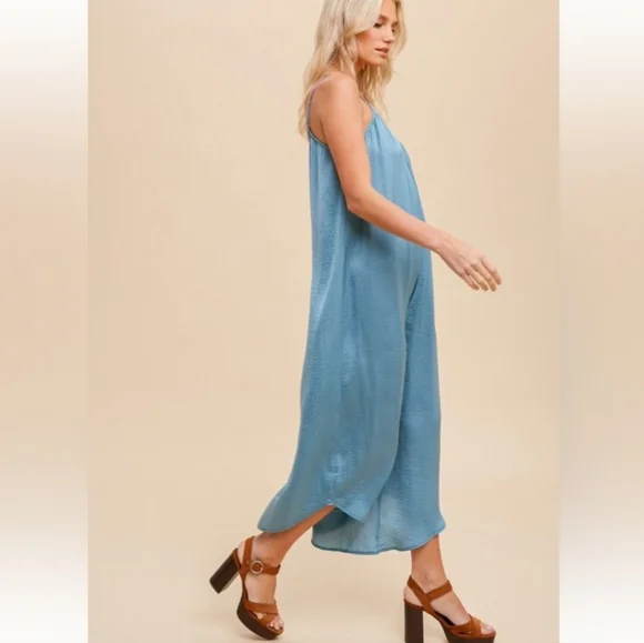 NWT! Hem & Thread Teal Jumpsuit - Picture 1 of 8